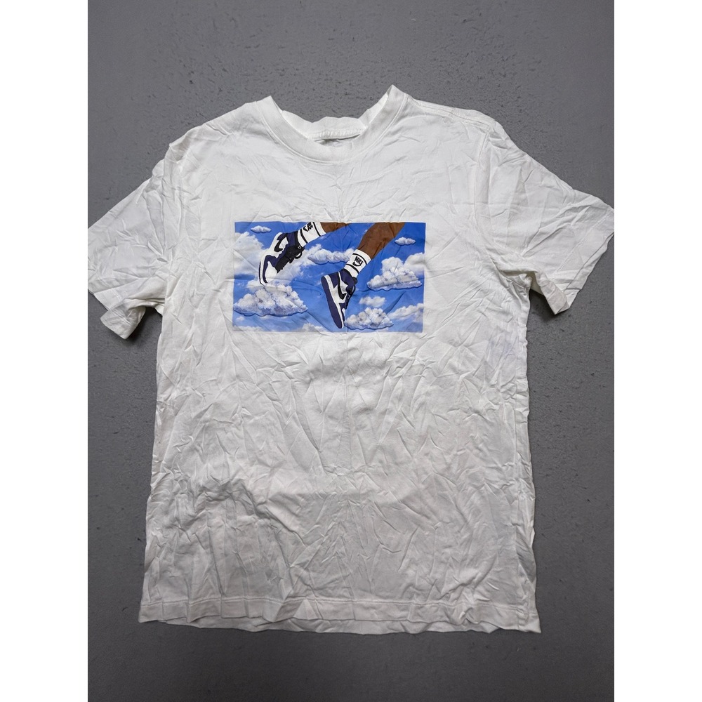 Jordan T-Shirt 100% Cotton White Sneaker Cloud Graphic Large Mens